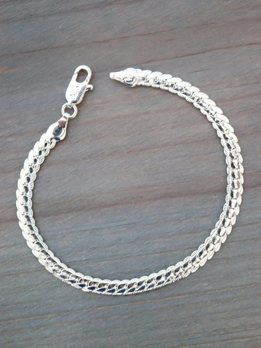 S925 5mm Flat Curb Cuban Chain Bracelet Sterling Silver Stamped